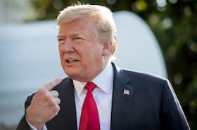 President Donald Trump speaks to the media before departing from the South Lawn of the White House in Washington, D.C., in May 2019. (Sarah Silbiger for The Washington Post)