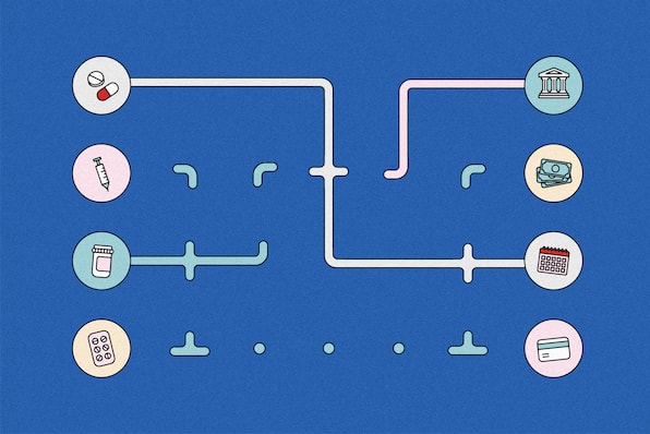 A game where you have to connect prescription options with payment options