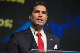 Movie producer Eduardo Verástegui speaks at the Conservative Political Action Conference in Brazil this past July.