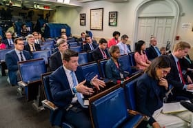 The White House daily press briefing in May 2021. (Demetrius Freeman/The Washington Post)