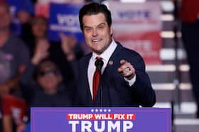 Matt Gaetz speaks at a campaign rally for Republican presidential nominee Donald Trump in Henderson, Nevada, on October 31.