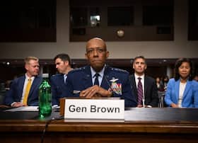 Gen. Charles Q. Brown Jr. during his confirmation hearing in 2023 to become chairman of the Joint Chiefs of Staff.