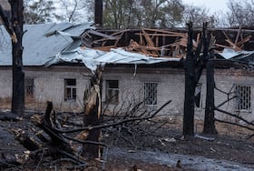 The aftermath of a Russian missile strike in Dnipro, Ukraine, on Thursday.